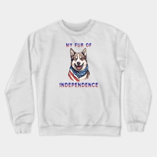 American akita Funny USA Flag 4th of July Fur Of Independence Crewneck Sweatshirt